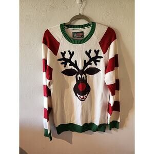 Ugly Christmas Sweater Rudolph Reindeer Winter Holiday Medium M